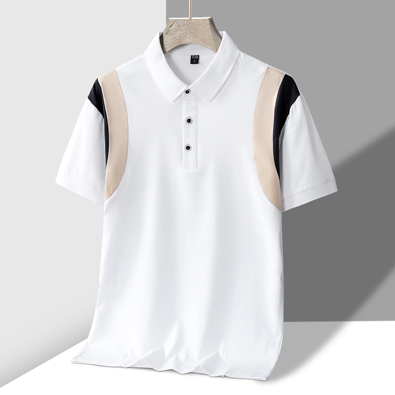 Men'S Polo Formal Wear - TFETTERS 2026 ゴルフウェア男性夏ポロシャツ男性用ショートトップスターンダウン襟パッチワークデザインスポーツウェアポロシャツ男