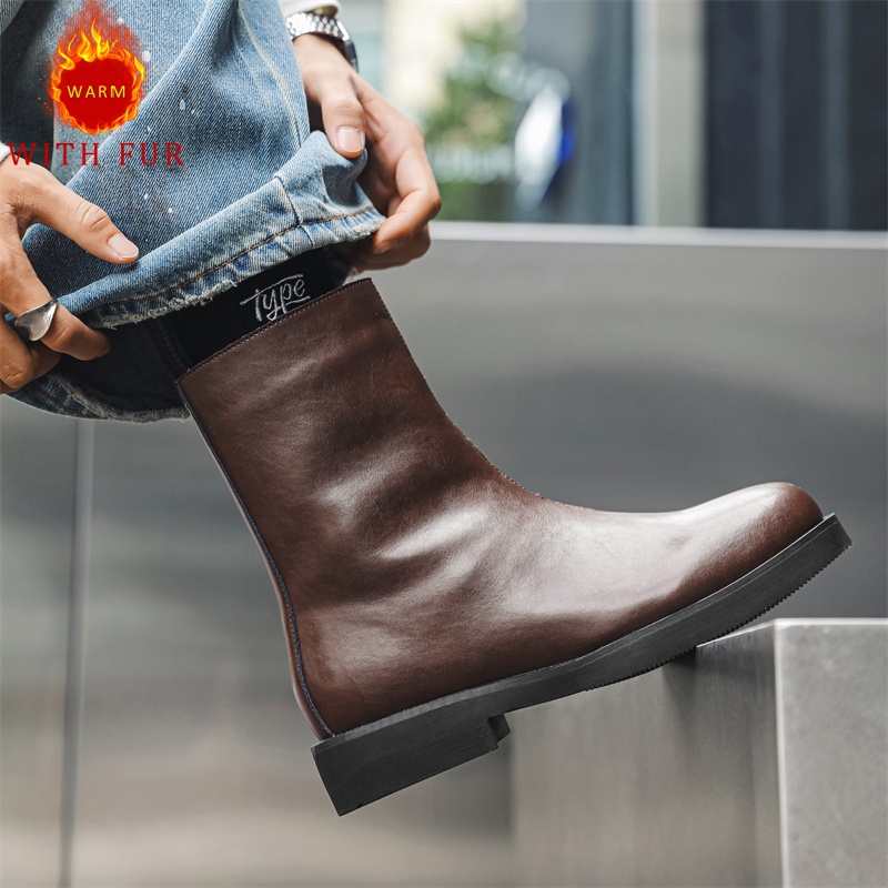 Men Formal Wear With Boots - メンズブラックロングブーツ,用途の広い暖かい靴,日常のビジネスとオフィス,アウトドアファッション,パーティー,英国スタイル,新しい,秋,冬