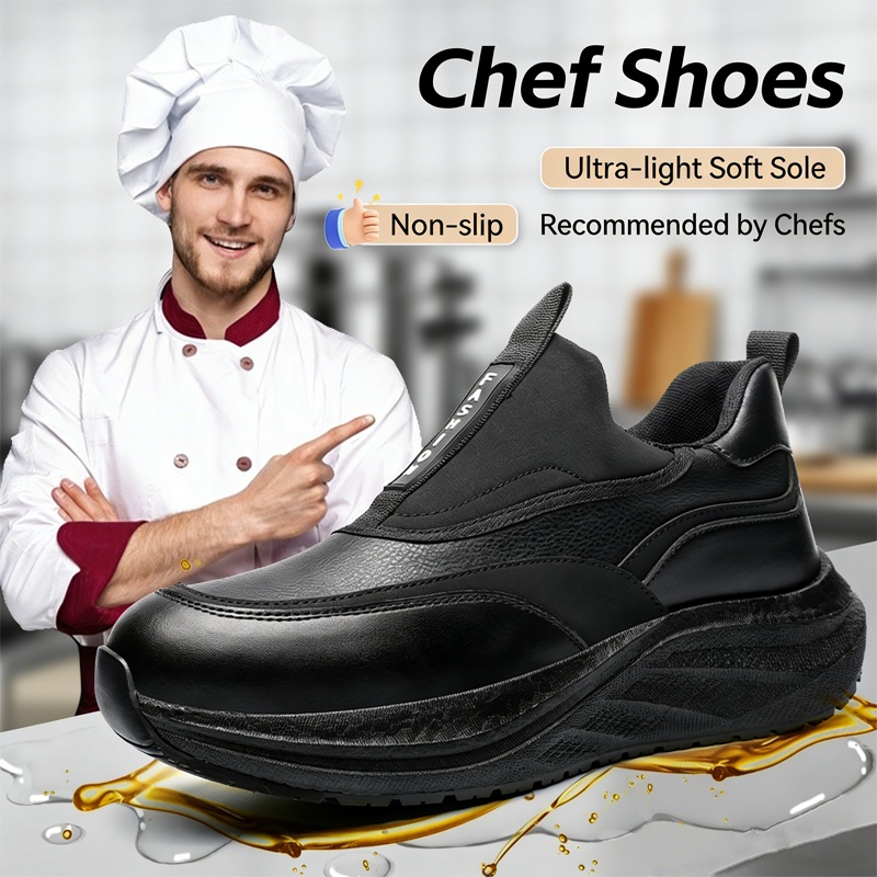Men Formal Wear With Boots - プラットフォームメンズレザーシューズ防水アンチスリップシェフシューズ耐摩耗性メンズカジュアルシューズ耐油シェフブーツローファー