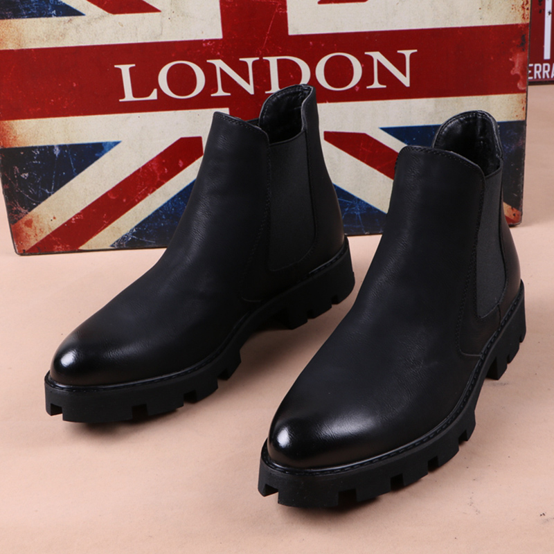Men Formal Wear With Boots - メンズカジュアルビジネスオフィスフォーマルドレスチェルシーブーツプラットフォームシューズ本革ブーツ黒足首ボタスやつchaussure