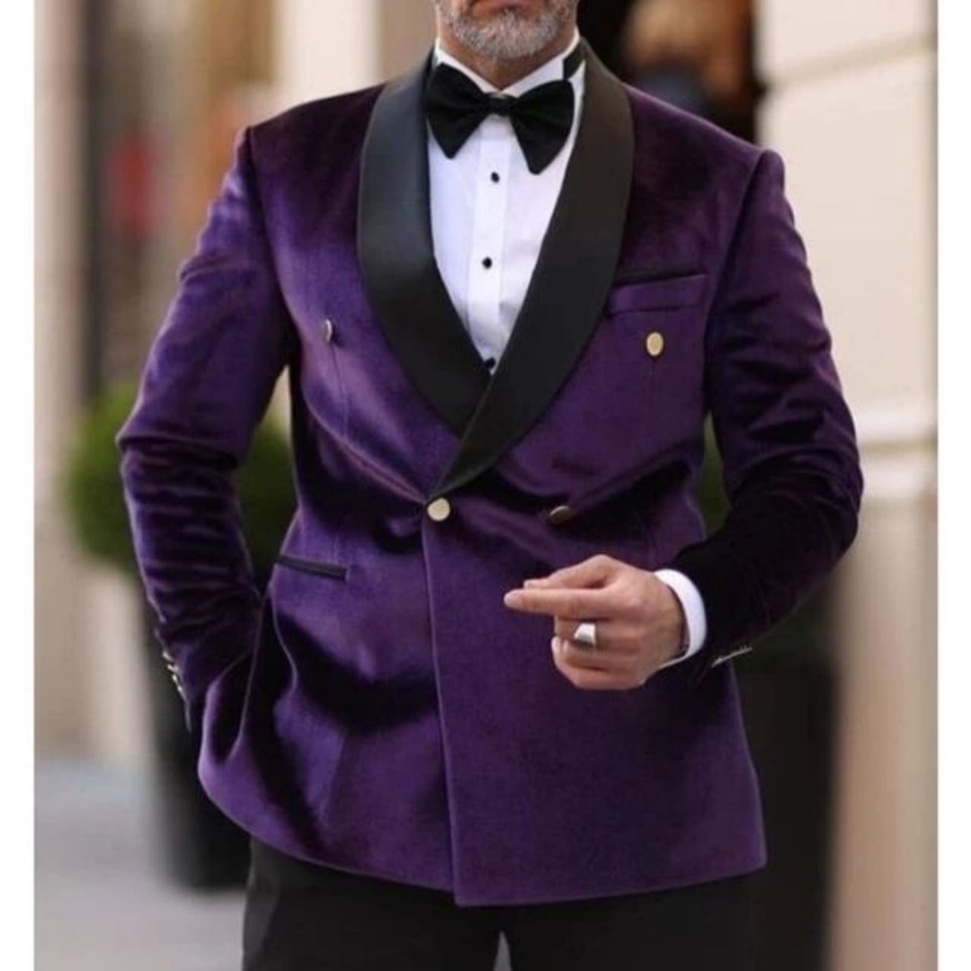 Men Formal Wear With Coat - XS-6XL ベルベット結婚式の男性スーツブレザー花婿ビジネス新郎着用タキシードジャケットフォーマルパーティーダブルブレストワンコートトップ