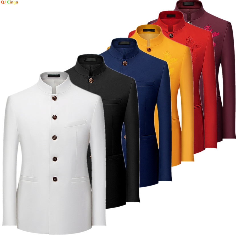 Men Formal Wear With Coat - 2026年 メンズ 中華風 長袖スーツジャケット 韓国風 フィット