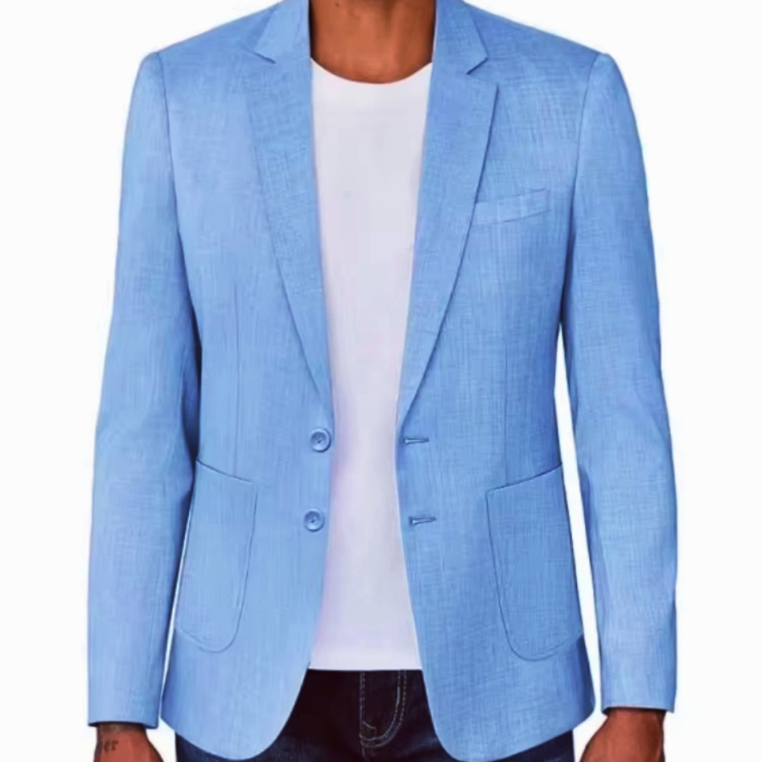 Men Formal Wear With Coat - スリムフィットメンズベージュ/ブルーリネンブレザーカジュアルパーティープロムデザイナーコート春夏新作フォーマルウェアリネンスーツブレザーアウター