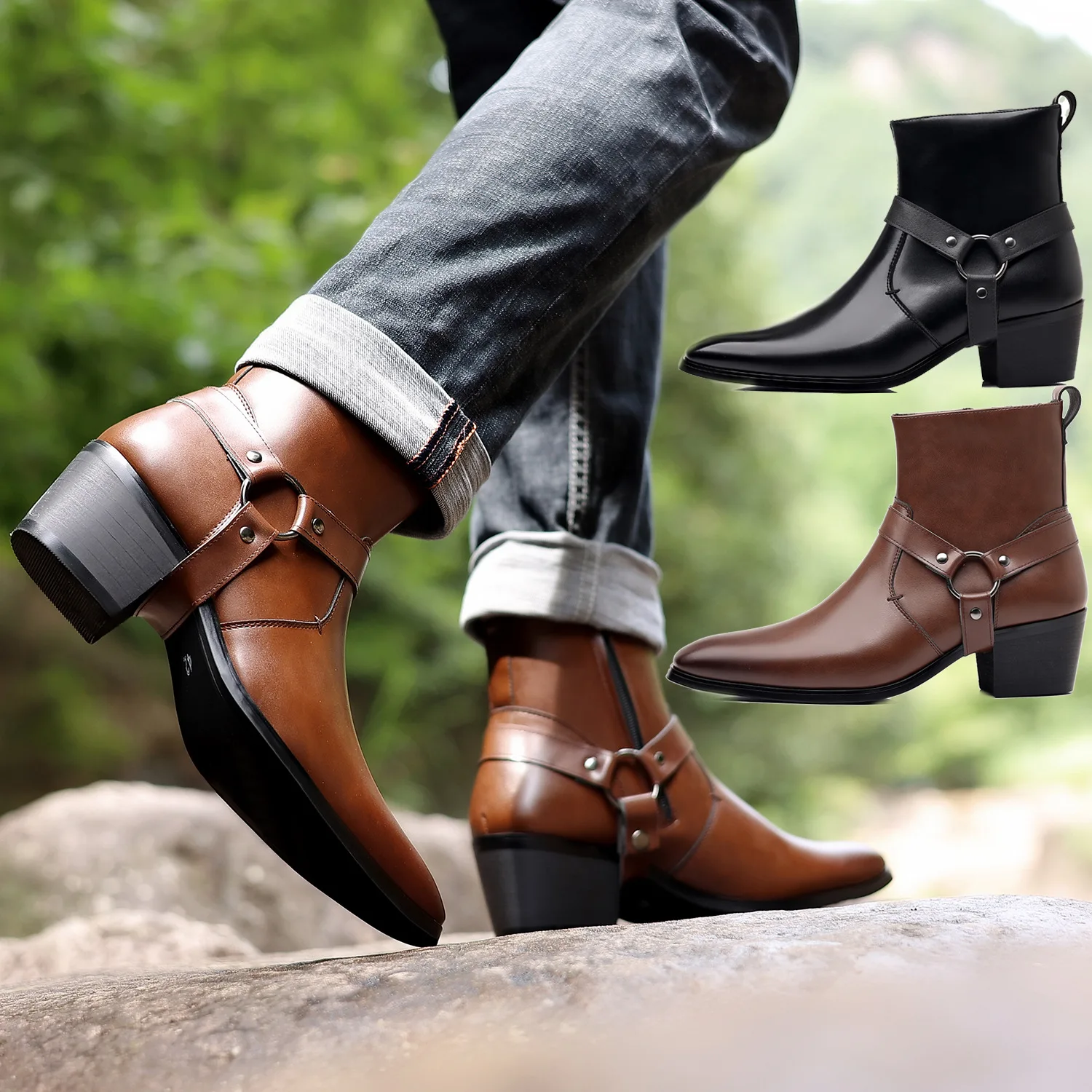 Men Formal Wear With Boots - 男性用のクラシックなウエスタンカウボーイブーツ,デザイナーブランドのドレスブーツ,サイドジッパー付き,快適な先のとがった靴,47,48
