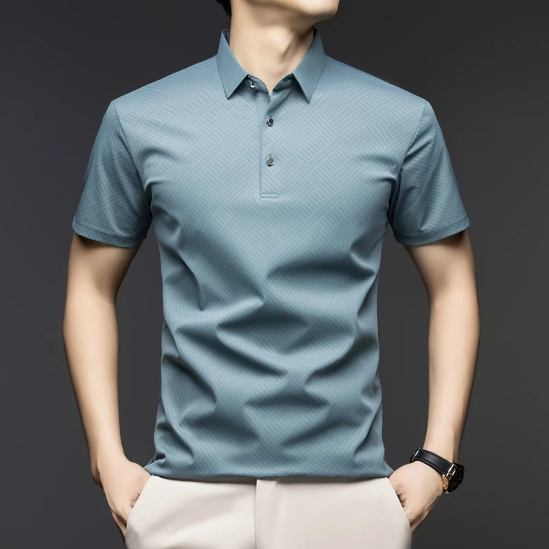 Men'S Polo Formal Wear - メンズエレガント柄ポロシャツ半袖トップス、カジュアルスリムフィットプルオーバーTシャツ、セミフォーマルな場面や普段着に