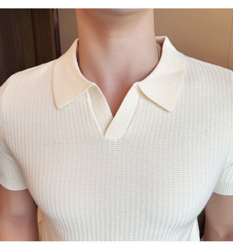 メンズスリムフィットポロカラージャカードニットセーター -  - Men'S Polo Formal Wear のレビューと価格