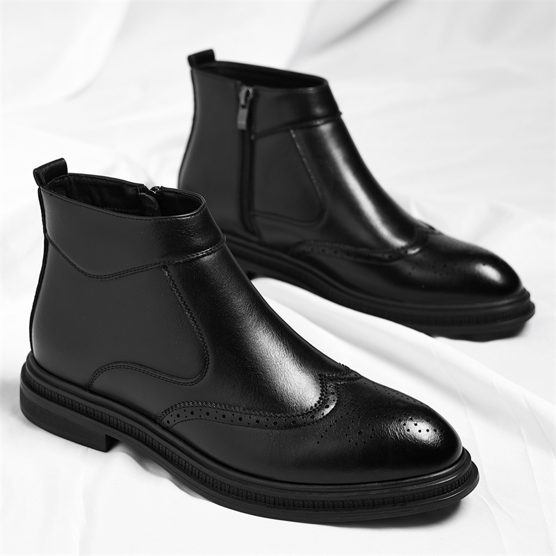 秋冬の厚底メンズビジネスハイカットブーツはシンプルで通気性が - Men Formal Wear With Boots のレビューと価格