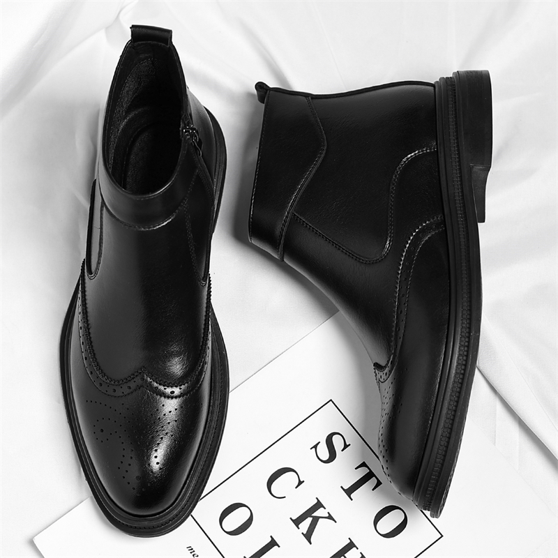 秋冬の厚底メンズビジネスハイカットブーツはシンプルで通気性が - Men Formal Wear With Boots のレビューと価格