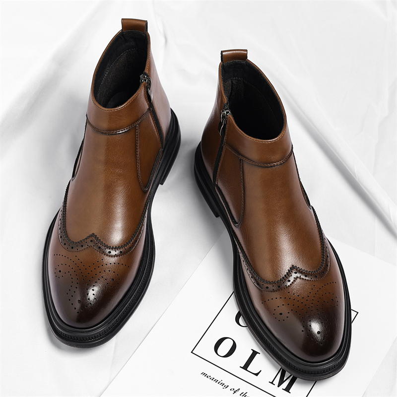 秋冬の厚底メンズビジネスハイカットブーツはシンプルで通気性が - Men Formal Wear With Boots のレビューと価格