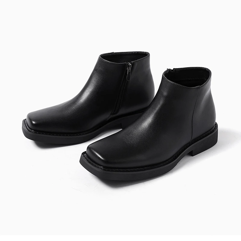 黒の新ファッション男性カジュアル革靴秋冬ドレスアンクルブーツ - Men Formal Wear With Boots のレビューと価格