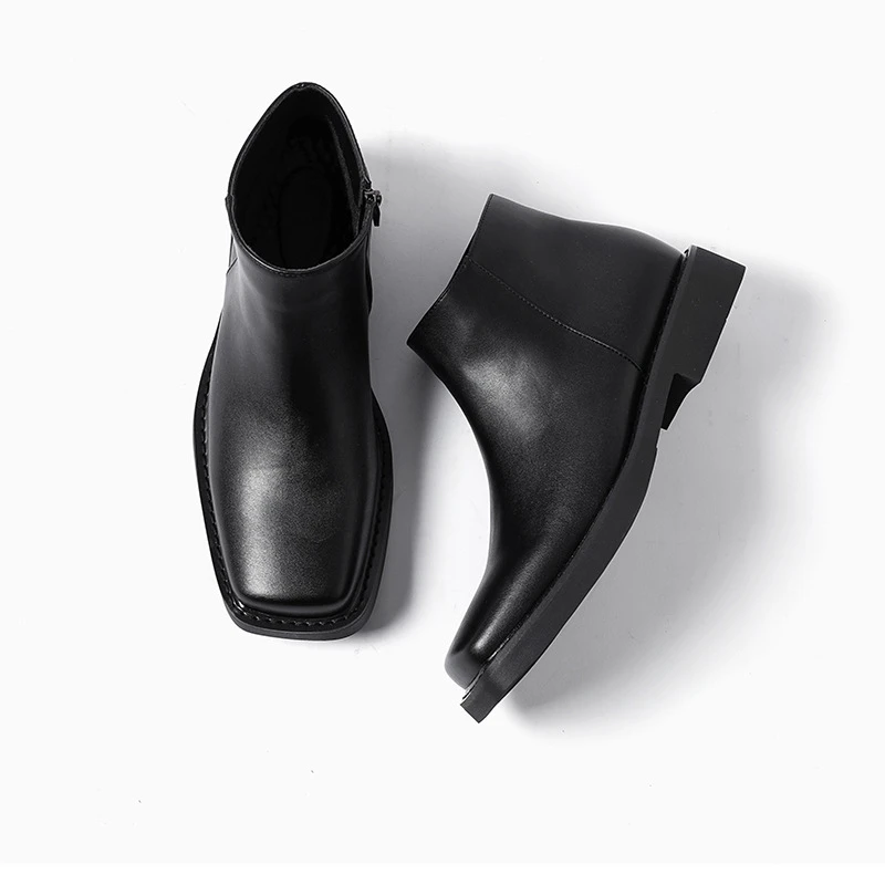 黒の新ファッション男性カジュアル革靴秋冬ドレスアンクルブーツ - Men Formal Wear With Boots のレビューと価格