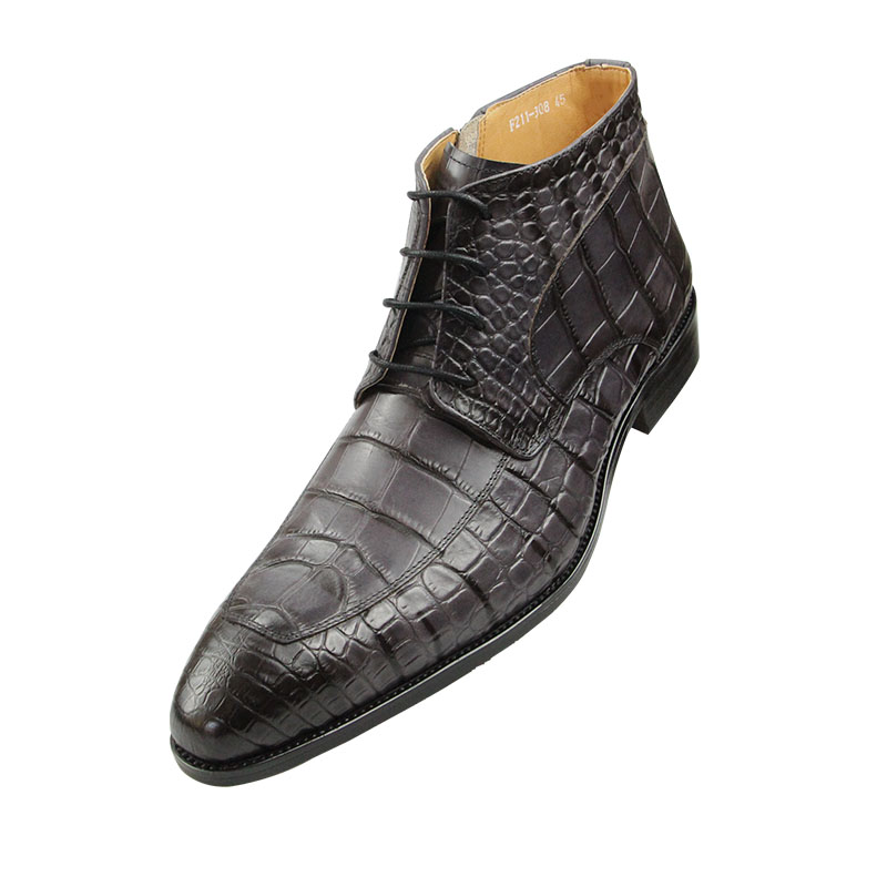 男性用の純粋な牛革アンクルブーツ,プリントスキン,レースアッ - Men Formal Wear With Boots のレビューと価格