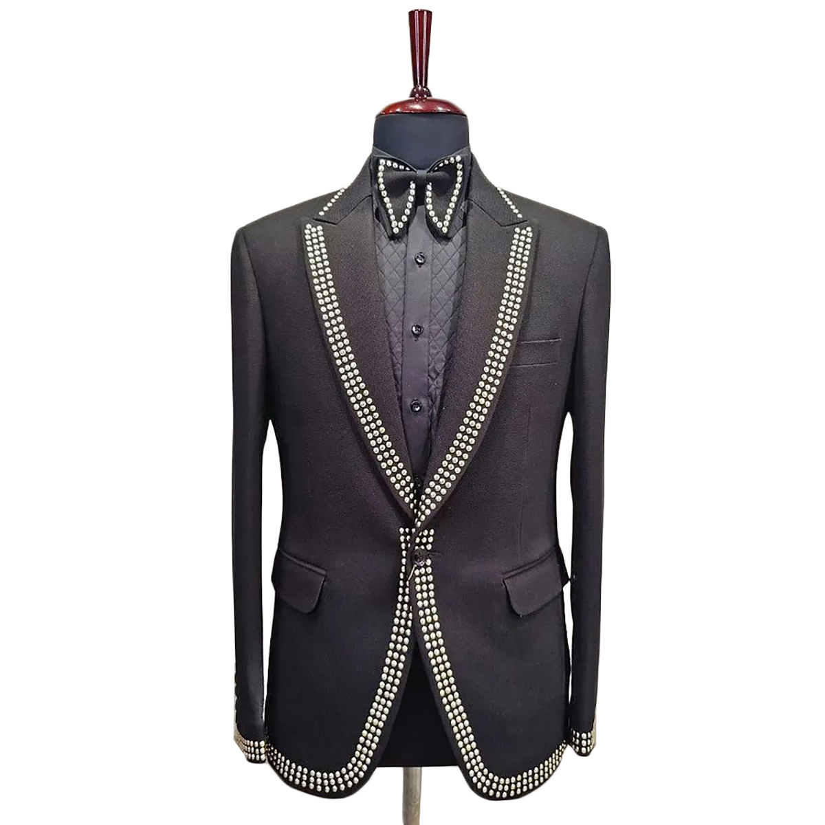 メンズウェディングタキシードデザインカスタムメイドビーズスー - Men Formal Wear With Coat のレビューと価格