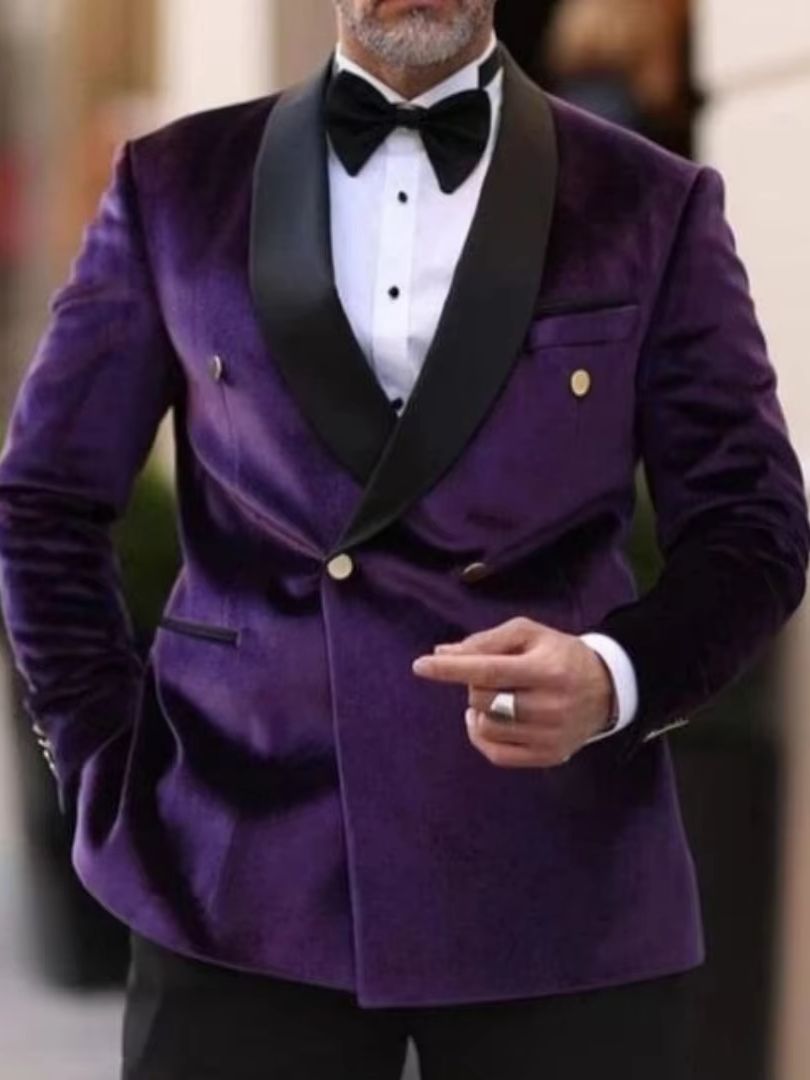 XS-6XL ベルベット結婚式の男性スーツブレザー花婿ビジネ - Men Formal Wear With Coat のレビューと価格