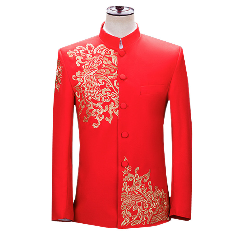 新しいメンズ刺繍入りスーツジャケット、ヴィンテージスタンドカ - Men'S Vintage Formal Wear のレビューと価格