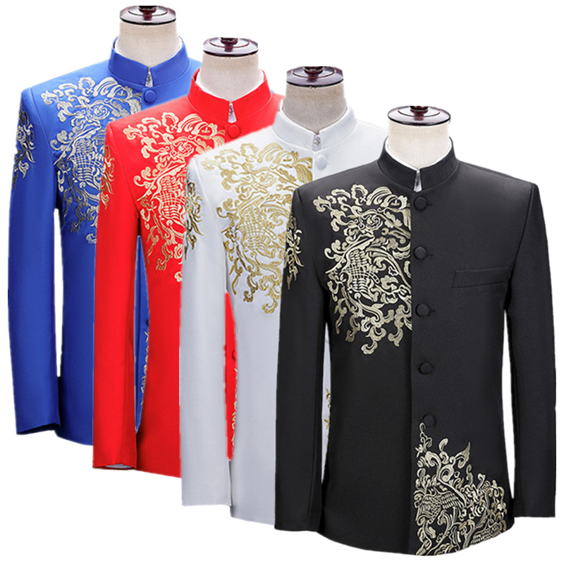 新しいメンズ刺繍入りスーツジャケット、ヴィンテージスタンドカ - Men'S Vintage Formal Wear のレビューと価格