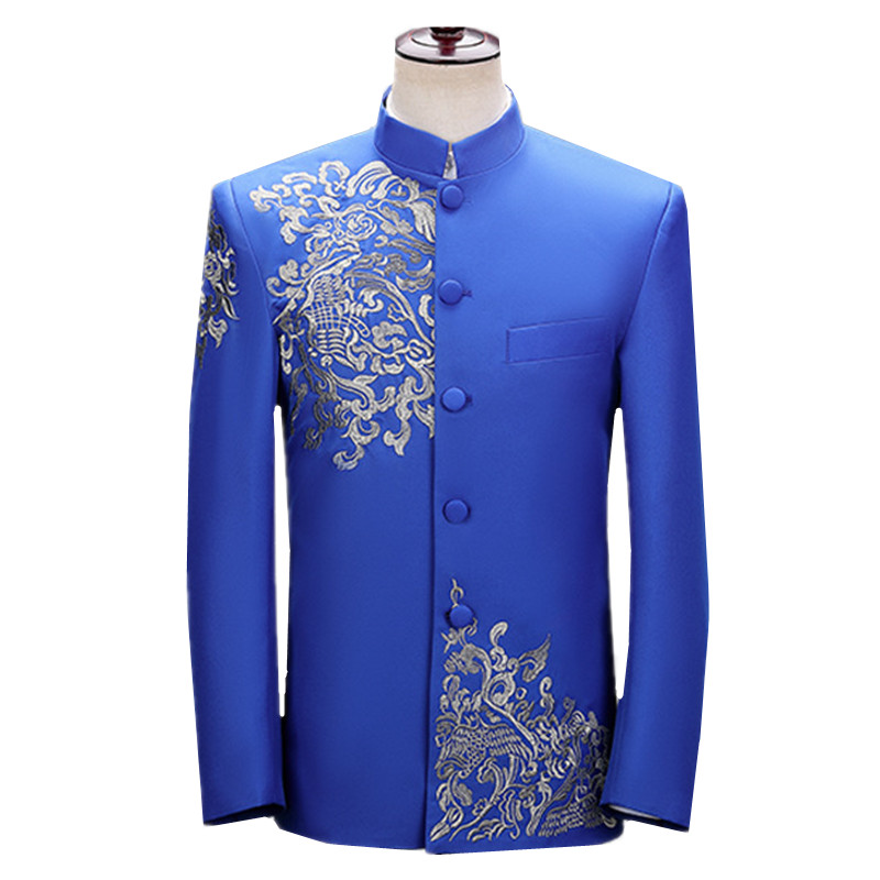 新しいメンズ刺繍入りスーツジャケット、ヴィンテージスタンドカ - Men'S Vintage Formal Wear のレビューと価格