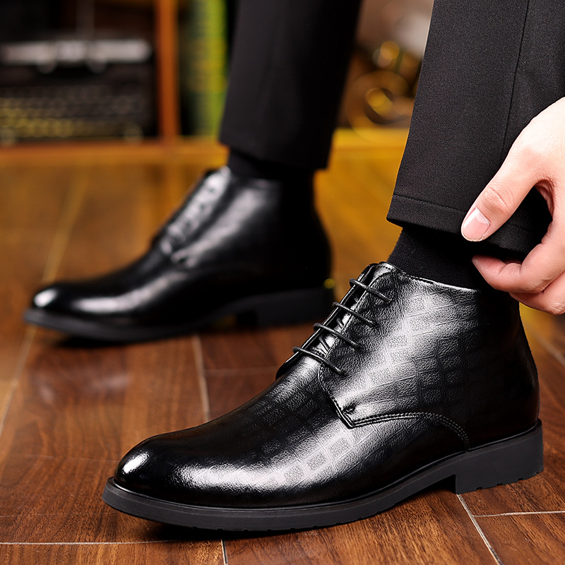 男性用ハイトップレザーブーツ,フォーマルビジネス,暖かいベル - Men Formal Wear With Boots のレビューと価格