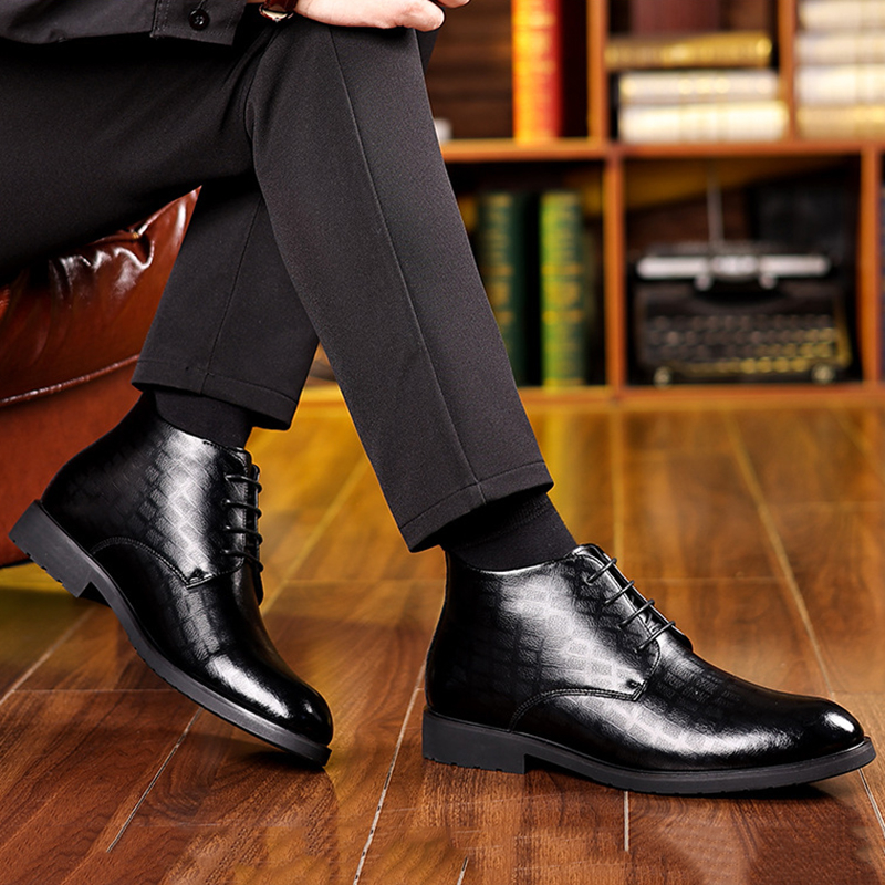 男性用ハイトップレザーブーツ,フォーマルビジネス,暖かいベル - Men Formal Wear With Boots のレビューと価格
