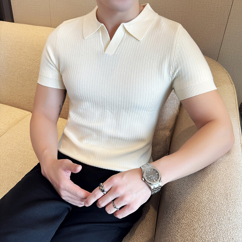 メンズ スリムフィット ポロカラー ジャカード ニット セー - Men'S Polo Formal Wear のレビューと価格
