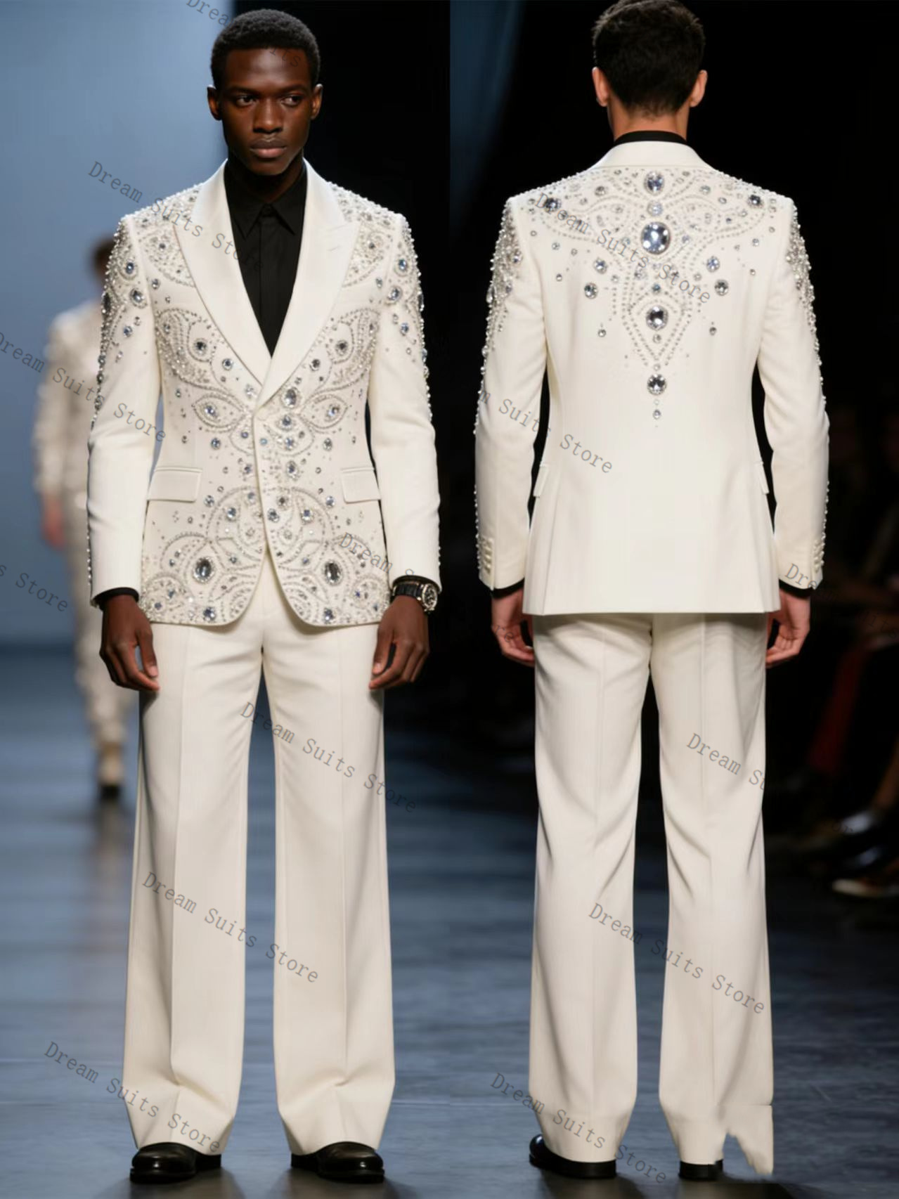 高級クリスタルメンズスーツセット 2 ピースブレザー + パ - Men Formal Wear With Coat のレビューと価格