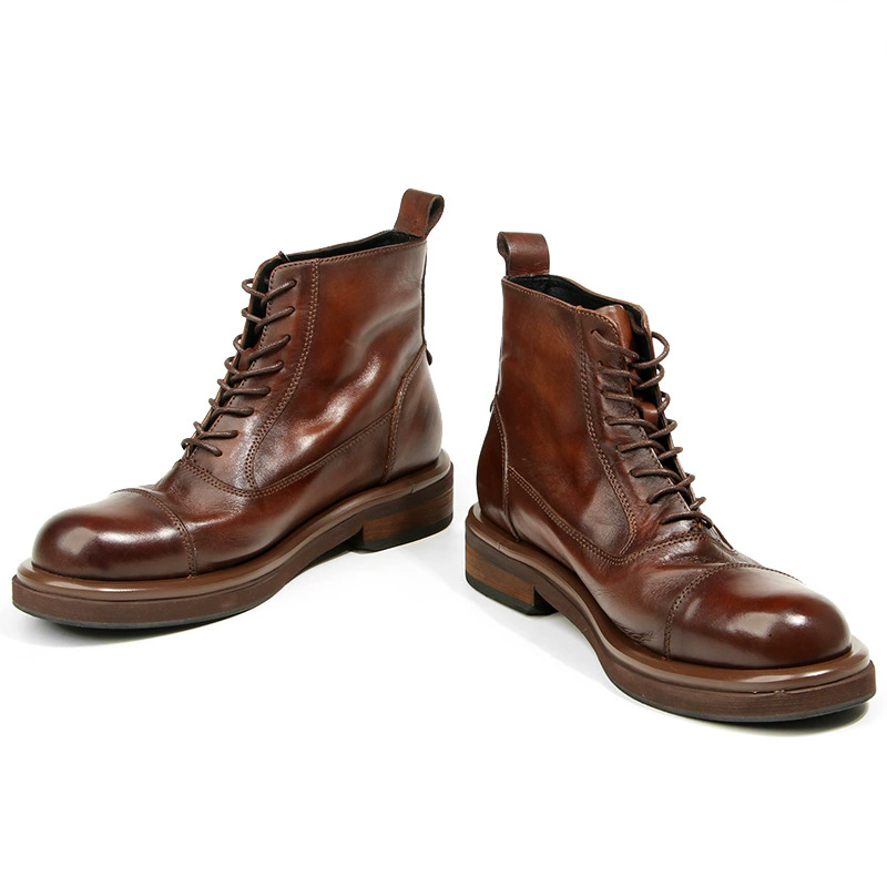 高品質メンズブーツ本革オートバイブーツ手作りレザーブーツビジ - Men Formal Wear With Boots のレビューと価格