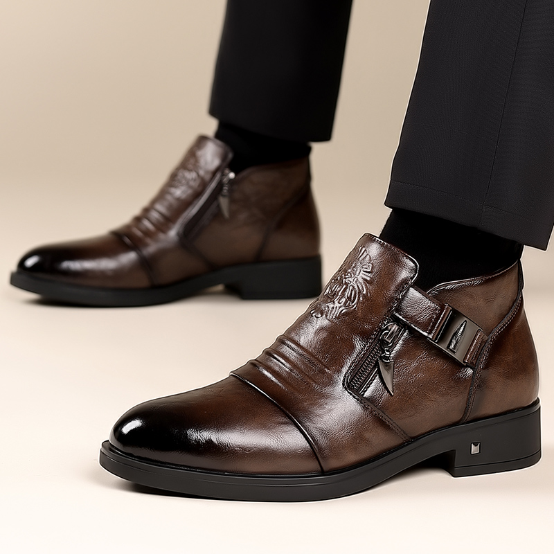 メンズレトロライオンヘッドジッパードレスシューズオフィスビジ - Men Formal Wear With Boots のレビューと価格