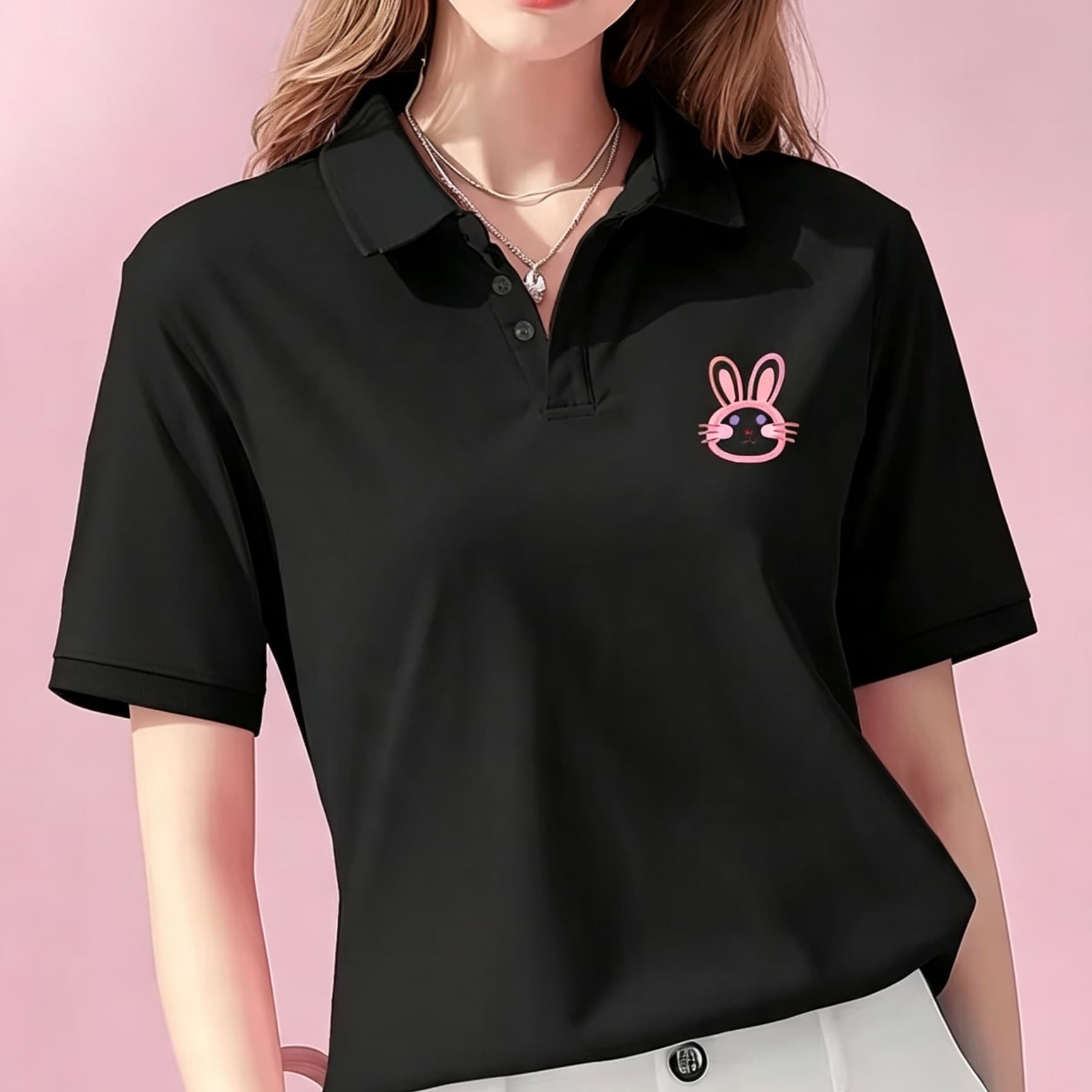 ユニセックス ブラック ラペルカラー ポロシャツ キュートな - Men'S Polo Formal Wear のレビューと価格