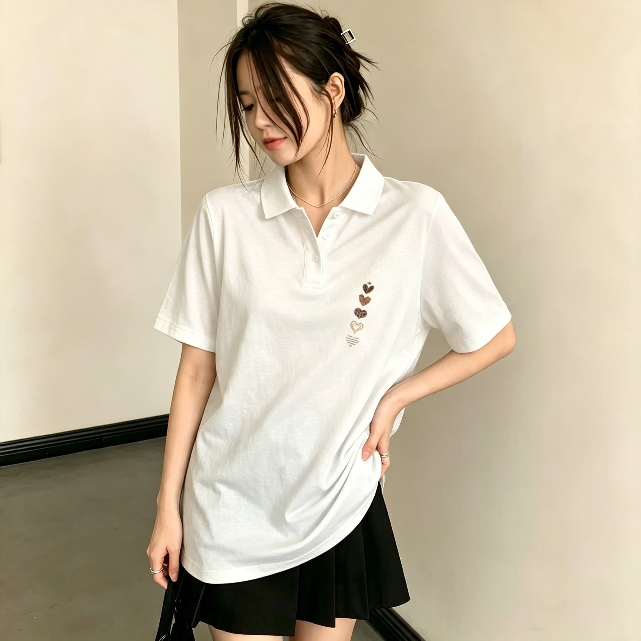 レディース ブラック ラペルカラー ポロシャツ、キュートな縦 - Men'S Polo Formal Wear のレビューと価格