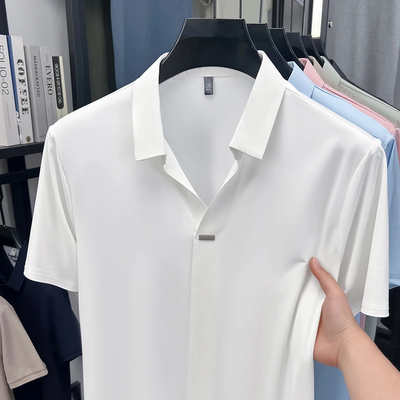 メンズオフィスフォーマル半袖シャツ、フラットノッチラペル、隠 - Men'S Polo Formal Wear のレビューと価格