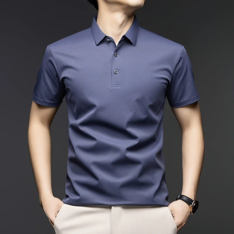 メンズエレガント柄ポロシャツ半袖トップス、カジュアルスリムフ - Men'S Polo Formal Wear のレビューと価格