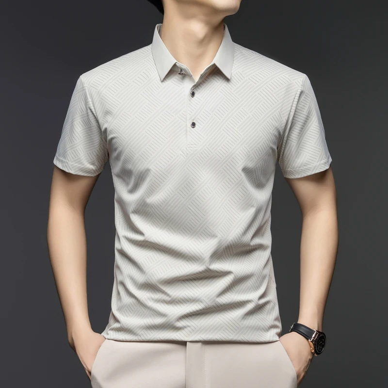 メンズエレガント柄ポロシャツ半袖トップス、カジュアルスリムフ - Men'S Polo Formal Wear のレビューと価格
