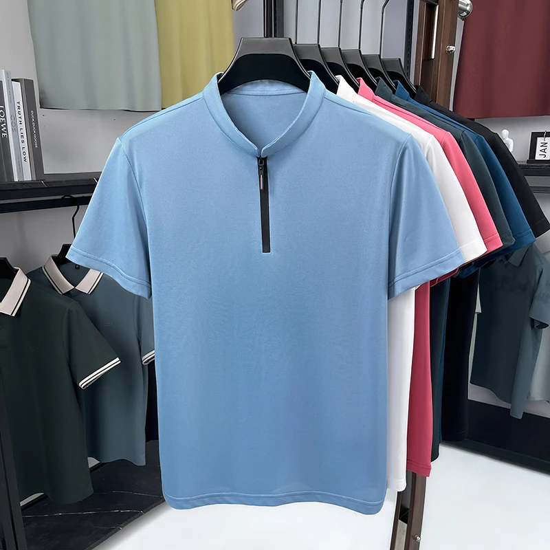 メンズビジネスフォーマルハーフジップスタンドカラーシャツ半袖 - Men'S Polo Formal Wear のレビューと価格