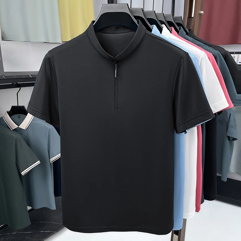 メンズビジネスフォーマルハーフジップスタンドカラーシャツ半袖 - Men'S Polo Formal Wear のレビューと価格