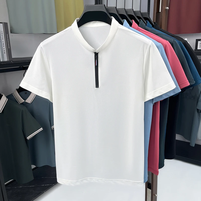 メンズビジネスフォーマルハーフジップスタンドカラーシャツ半袖 - Men'S Polo Formal Wear のレビューと価格